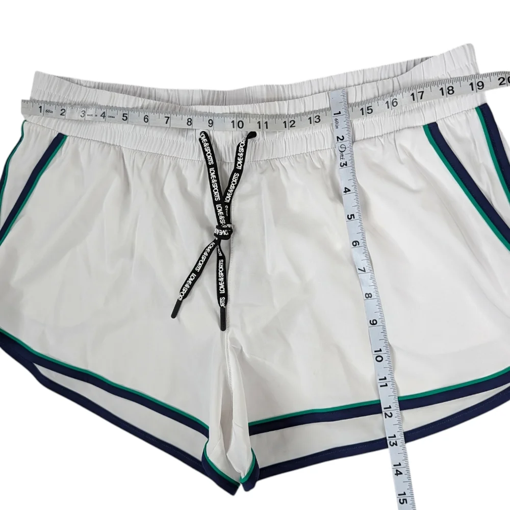 Love & Sports XL Running Shorts White Green Womens Retro Brief Liner Quick Dry - Picture 10 of 11
